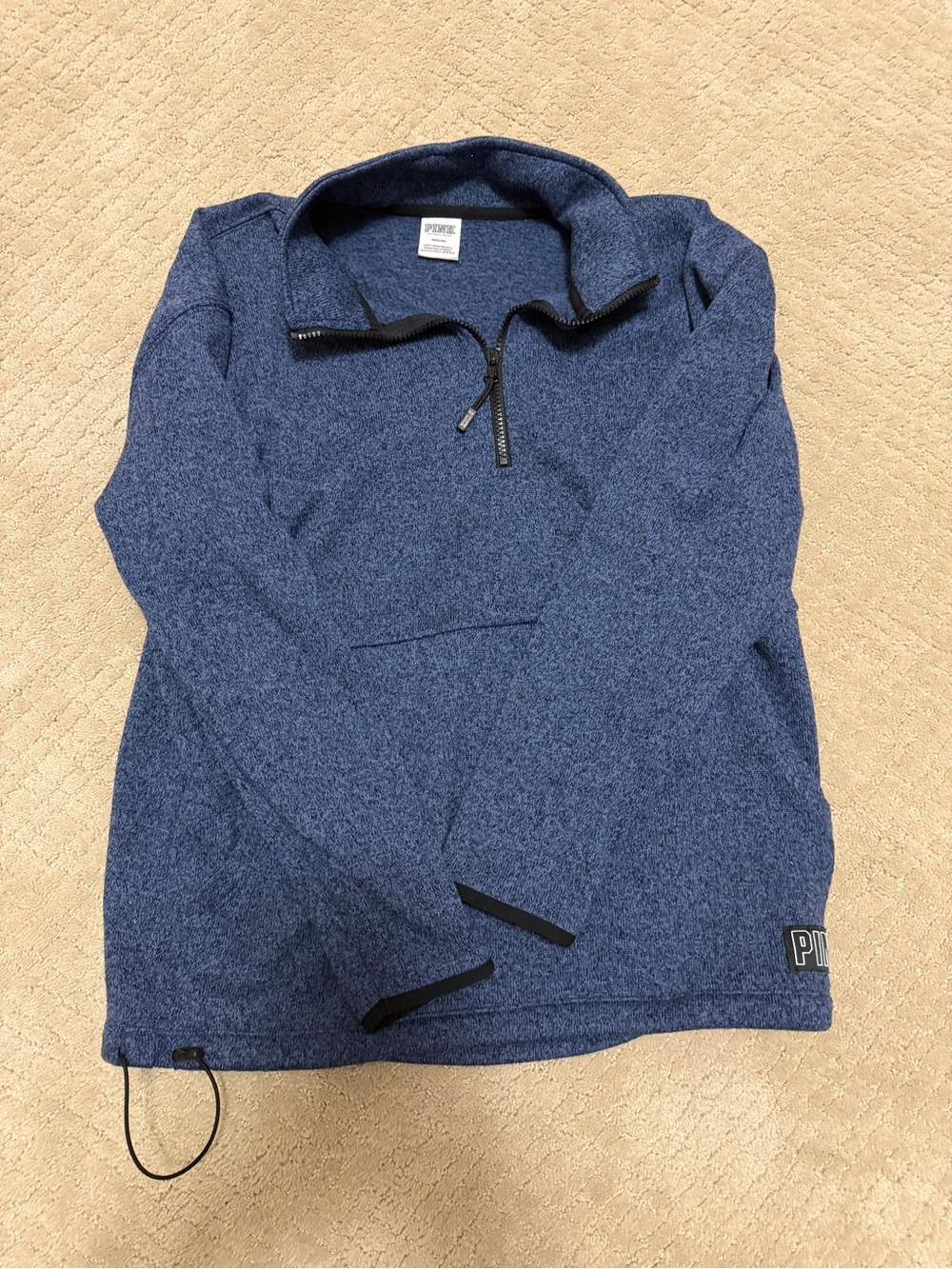 PINK Victoria's Secret Heathered Navy Quarter-Zip Pullover